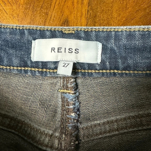 REISS Bailey Mid Rise Button Fly Cropped Jeans Straight Leg Luxe Size 27 - Picture 8 of 8